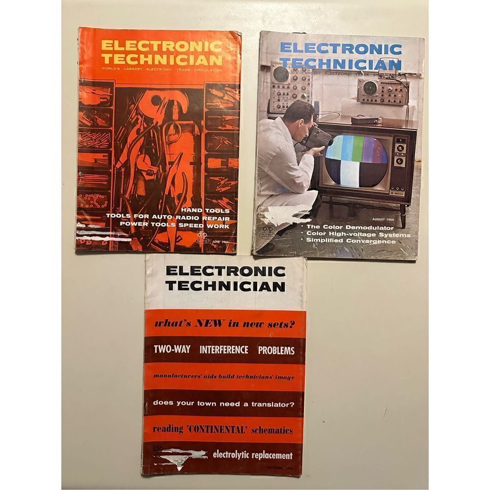 Vintage Electronics Technician 1960s Magazines Lot of 3 Radios Power Tool TV Ads